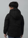 Cantabil Boys Black Hooded Neck Solid Casual Jacket For Winter