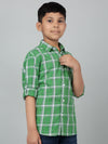 Cantabil Boy's Green Checkered Full Sleeves Shirt