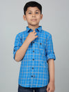 Cantabil Boy's Royal Blue Checkered Full Sleeves Shirt