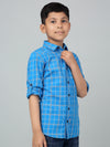 Cantabil Boy's Royal Blue Checkered Full Sleeves Shirt