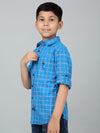 Cantabil Boy's Royal Blue Checkered Full Sleeves Shirt