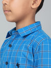 Cantabil Boy's Royal Blue Checkered Full Sleeves Shirt