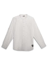 Cantabil Boys White Solid Plain Full Sleeves Band Collar Shirt with Welt Pocket (7165947773067)