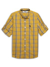 Cantabil Boys Mustard Checkered Full Sleeves Casual Shirt (7155370590347)