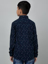 Cantabil Boy's Navy Blue Printed Full Sleeves Shirt