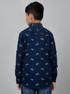 Cantabil Boy's Navy Blue Printed Full Sleeves Shirt