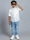 Cantabil Boy's White Solid Full Sleeve Casual Shirt
