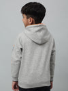 Cantabil Boys Grey Typographic Print Hooded Neck Sweatshirt For Winter