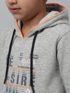 Cantabil Boys Grey Typographic Print Hooded Neck Sweatshirt For Winter
