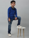 Cantabil Boys Blue Self Design Round Neck Sweater For Winter
