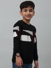 Cantabil Boys Black Abstract Print Round Neck Sweater For Winter