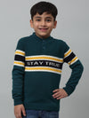 Cantabil Boys Green Printed Round Neck Sweater For Winter