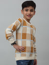 Cantabil Boys Brown Checkered Round Neck Sweater For Winter
