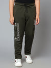 Cantabil Boy's Olive Green Printed Full Length Track Pant