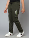 Cantabil Boy's Olive Green Printed Full Length Track Pant