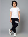 Cantabil Boy's Navy Blue Printed Ankle Length Track Pant