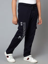 Cantabil Boy's Navy Blue Printed Full Length Track Pant