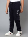 Cantabil Boy's Navy Blue Printed Full Length Track Pant