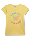 Cantabil Girls Yellow Round Neck Printed T-Shirt (7135810617483)
