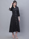 Cantabil Women Black Checkered Dress (7136096813195)
