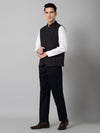 Cantabil Men Black Checkered Formal Band Collar Sleeveless Waist Coat