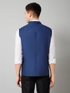 Cantabil Men Blue Self Design Casual Band Collar Sleeveless Waist Coat