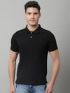 Cantabil Men Black Casual Half Sleeves Polo Neck T-Shirt (7146695295115)