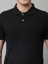 Cantabil Men Black Casual Half Sleeves Polo Neck T-Shirt (7146695295115)