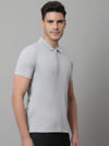 Cantabil Men Grey Casual Half Sleeves Polo Neck T-Shirt (7146695590027)