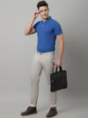 Cantabil Men Royal Blue Casual Half Sleeves Polo Neck T-Shirt (7146696179851)