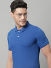 Cantabil Men Royal Blue Casual Half Sleeves Polo Neck T-Shirt (7146696179851)