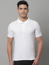 Cantabil Men White Casual Half Sleeves Polo Neck T-Shirt (7146696245387)