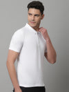 Cantabil Men White Casual Half Sleeves Polo Neck T-Shirt (7146696245387)