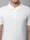 Cantabil Men White Casual Half Sleeves Polo Neck T-Shirt (7146696245387)