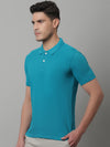 Cantabil Men Turquoise Casual Half Sleeves Polo Neck T-Shirt (7146696441995)