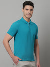 Cantabil Men Turquoise Casual Half Sleeves Polo Neck T-Shirt (7146696441995)
