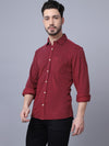 Cantabil Cotton Self Design Maroon Full Sleeve Regular Fit Casual Shirt for Men with Pocket (7053778583691)