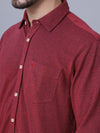 Cantabil Cotton Self Design Maroon Full Sleeve Regular Fit Casual Shirt for Men with Pocket (7053778583691)