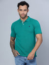 Cantabil Men Polo Neck Green T-Shirt (7134685593739)