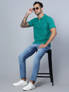 Cantabil Men Polo Neck Green T-Shirt (7134685593739)