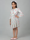 Cantabil Girl's Multicolor Knee Length Floral Printed Dress