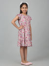 Cantabil Girl's Pink Knee Length Floral Printed Dress