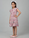 Cantabil Girl's Pink Knee Length Floral Printed Dress