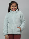 Cantabil Girls Blue Mandarin Collar Casual Jacket For Winter