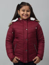 Cantabil Girls Maroon Hooded Jacket For Winter