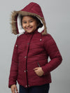 Cantabil Girls Maroon Hooded Jacket For Winter