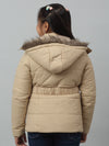 Cantabil Girls Beige Hooded Jacket For Winter