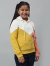 Cantabil Girls Yellow Colour Blocked Hooded Neck Sweatshirt For Winter