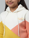 Cantabil Girls Yellow Colour Blocked Hooded Neck Sweatshirt For Winter