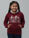 Cantabil Girls Maroon Printed Hooded Neck Sweatshirt For Winter